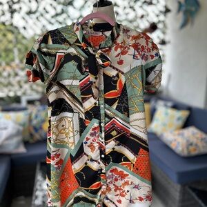 Eclata, Colorful Button-Up Shirt with Bow Detail